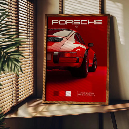 Cuadro Deportivo Porsche Rojo