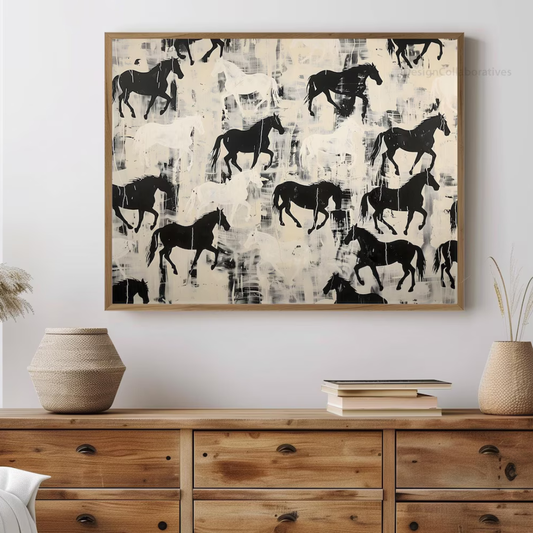 Cuadro Decorativo abstracto de caballo neutro