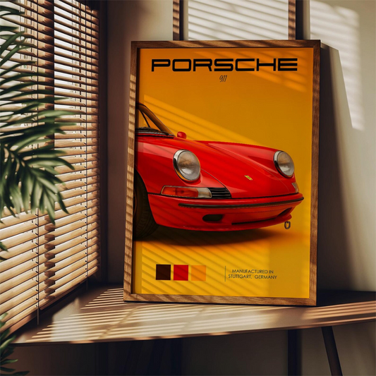 Cuadro Deportivo Porsche Amarillo y Rojo