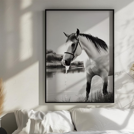 Cuadro Decorativo caballo en blanco y negro
