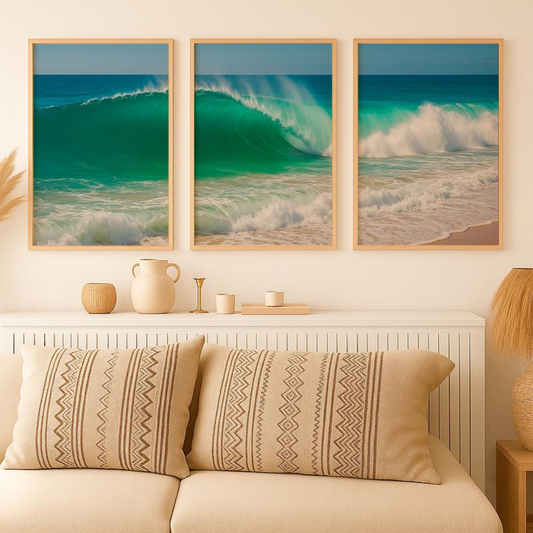 Set x3 Cuadros Decorativos, Playa, Mar y Olas