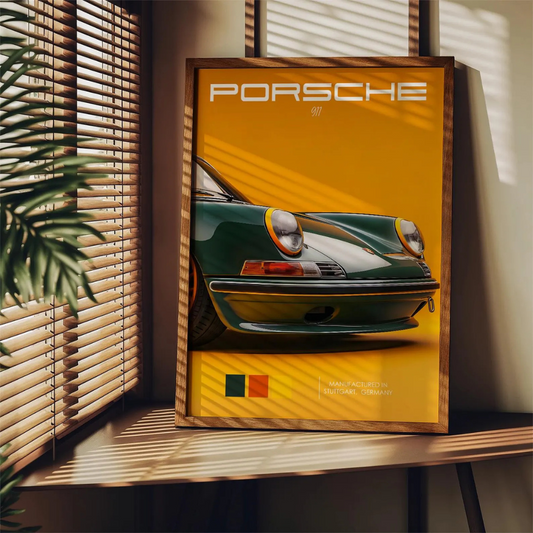 Cuadro Deportivo Porsche Verde y Amarillo