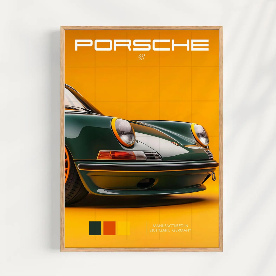 Cuadro Deportivo Porsche Verde y Amarillo