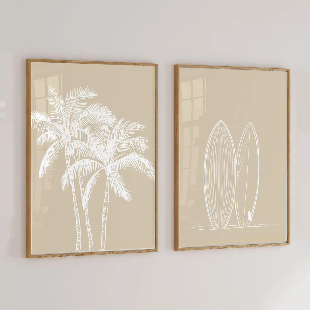 Set x2 Cuadros tabla de surf, decoración de cabaña de playa