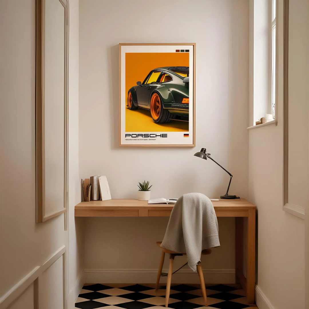 Cuadro Deportivo Porsche Verde y Amarillo I