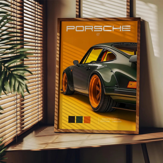 Cuadro Deportivo Porsche Verde y Amarillo I