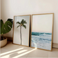 Set x2 Cuadros costeras tropicales, carteles de playa azul boho