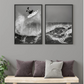 Set x2 Cuadros costeras surf en blanco y negro