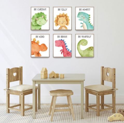 Set x6 Cuadros decorativos dinosaurios - Tree House Deco