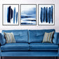 Set x3 Cuadros Decorativos Abstracto, Rayas azules - Tree House Deco