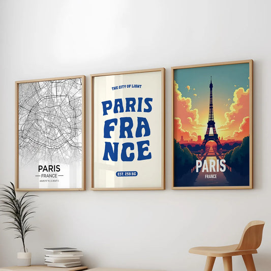 Set x3 Cuadros París Vintage