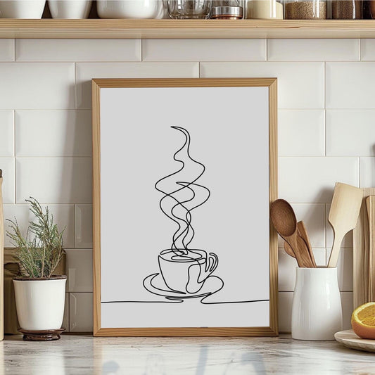 Cuadro Decorativo Minimalista Café Lineas