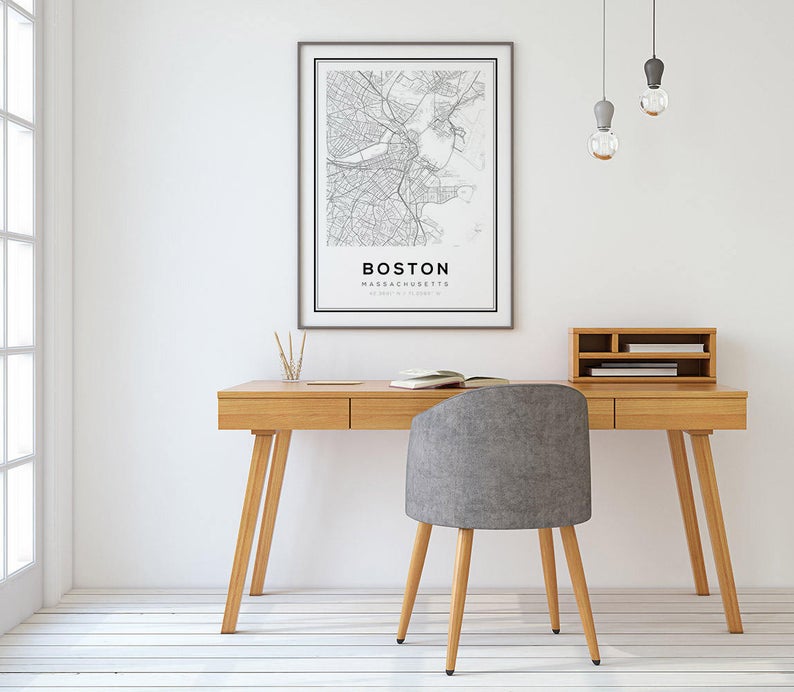 Cuadro Decorativo Maps , Boston - Tree House Deco