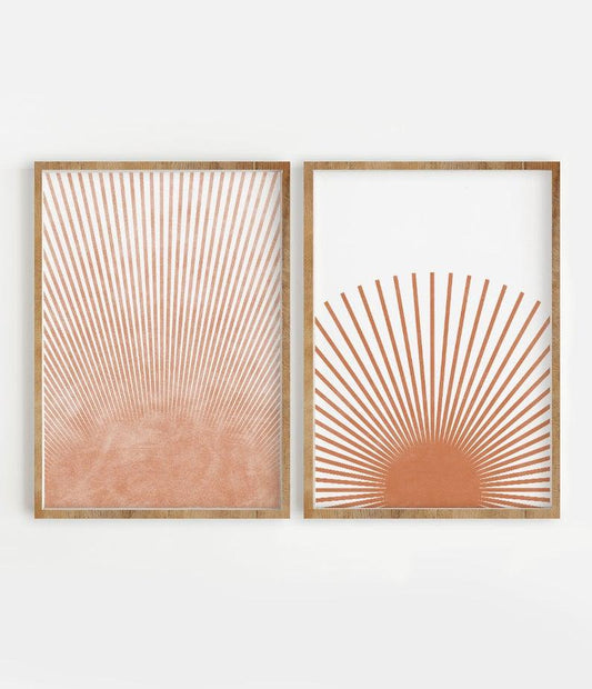 Set x2 Cuadros Decorativos Abstracto, Rayas Naranja - Tree House Deco