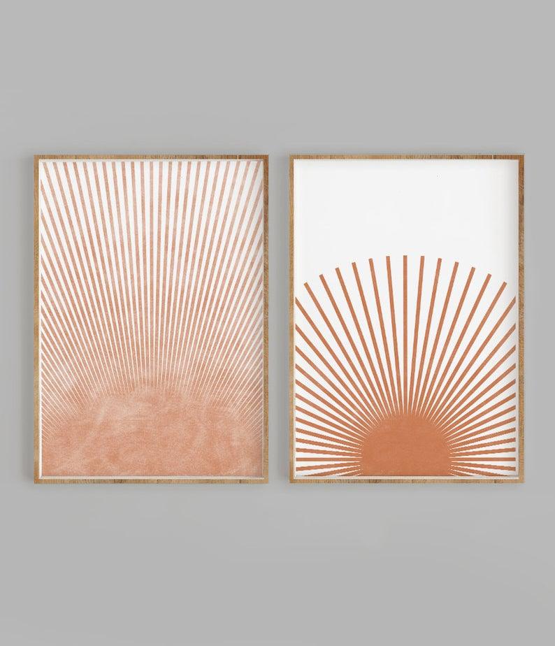 Set x2 Cuadros Decorativos Abstracto, Rayas Naranja - Tree House Deco