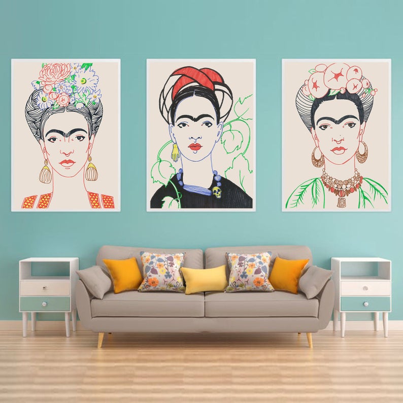 Set x3 Cuadros Decorativos Frida , Rostros - Tree House Deco