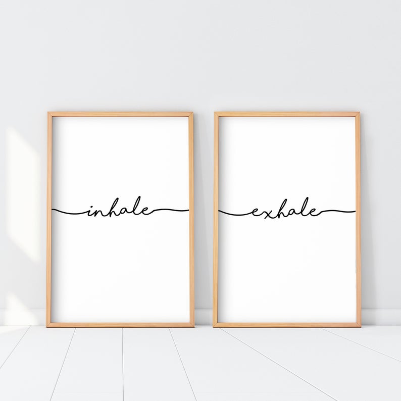 Set x2 Cuadro Decorativo Frase , "Inhale , exhale" - Tree House Deco