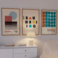 Set x3 Cuadros Abstractos, Bauhaus, Colores - Tree House Deco