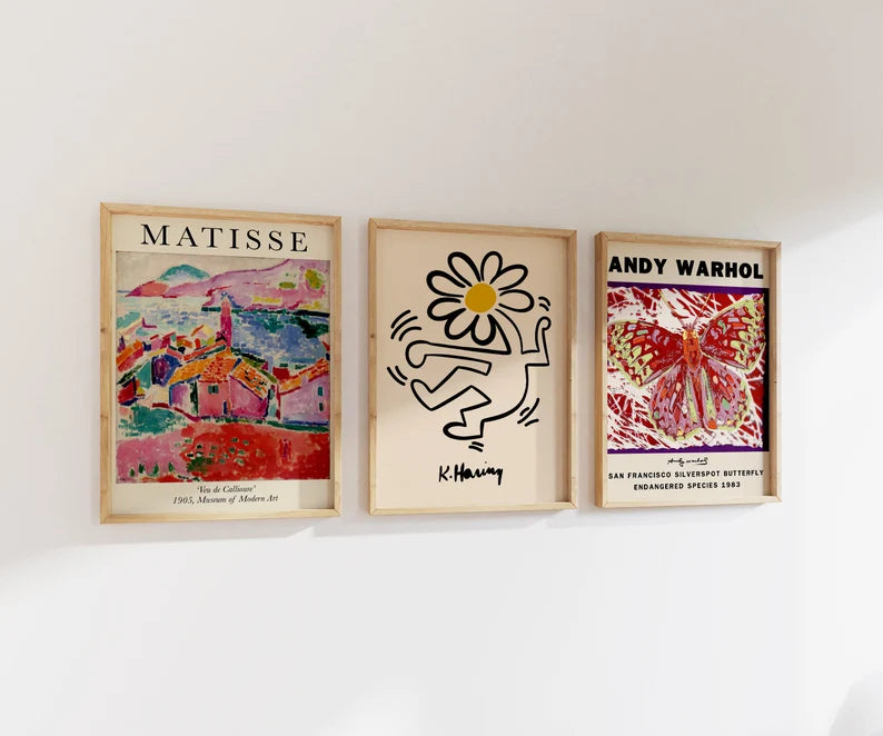 Set x3 Cuadros Abstractos, Matisse, Andy Warhol, Colores - Tree House Deco