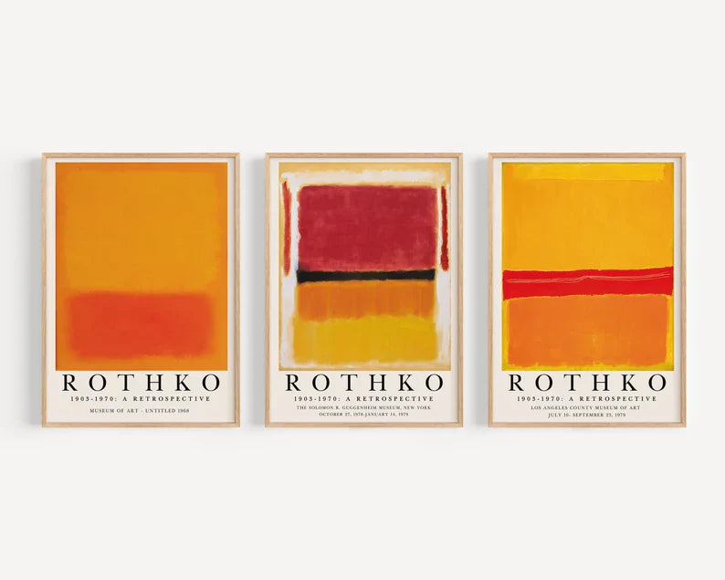 Set x3 Cuadros Rothko Naranja, Rojo - Tree House Deco