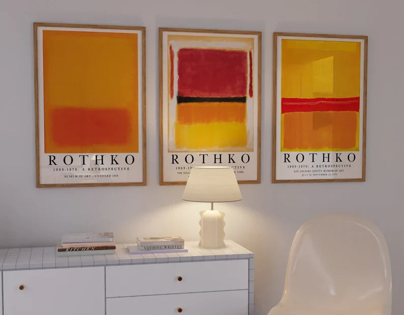 Set x3 Cuadros Rothko Naranja, Rojo - Tree House Deco