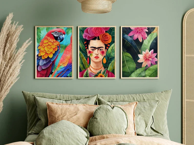 Set x3 Cuadros Abstractos, Flower, Flores, Frida - Tree House Deco