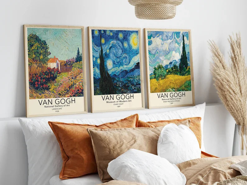 Set x3 Cuadros Abstractos, Van Gogh - Tree House Deco